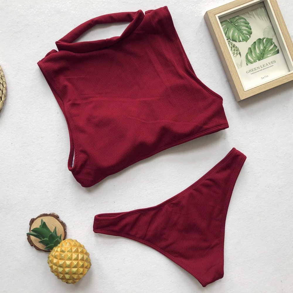 1640 wine color two way swimsuits - Picture 3 of 5